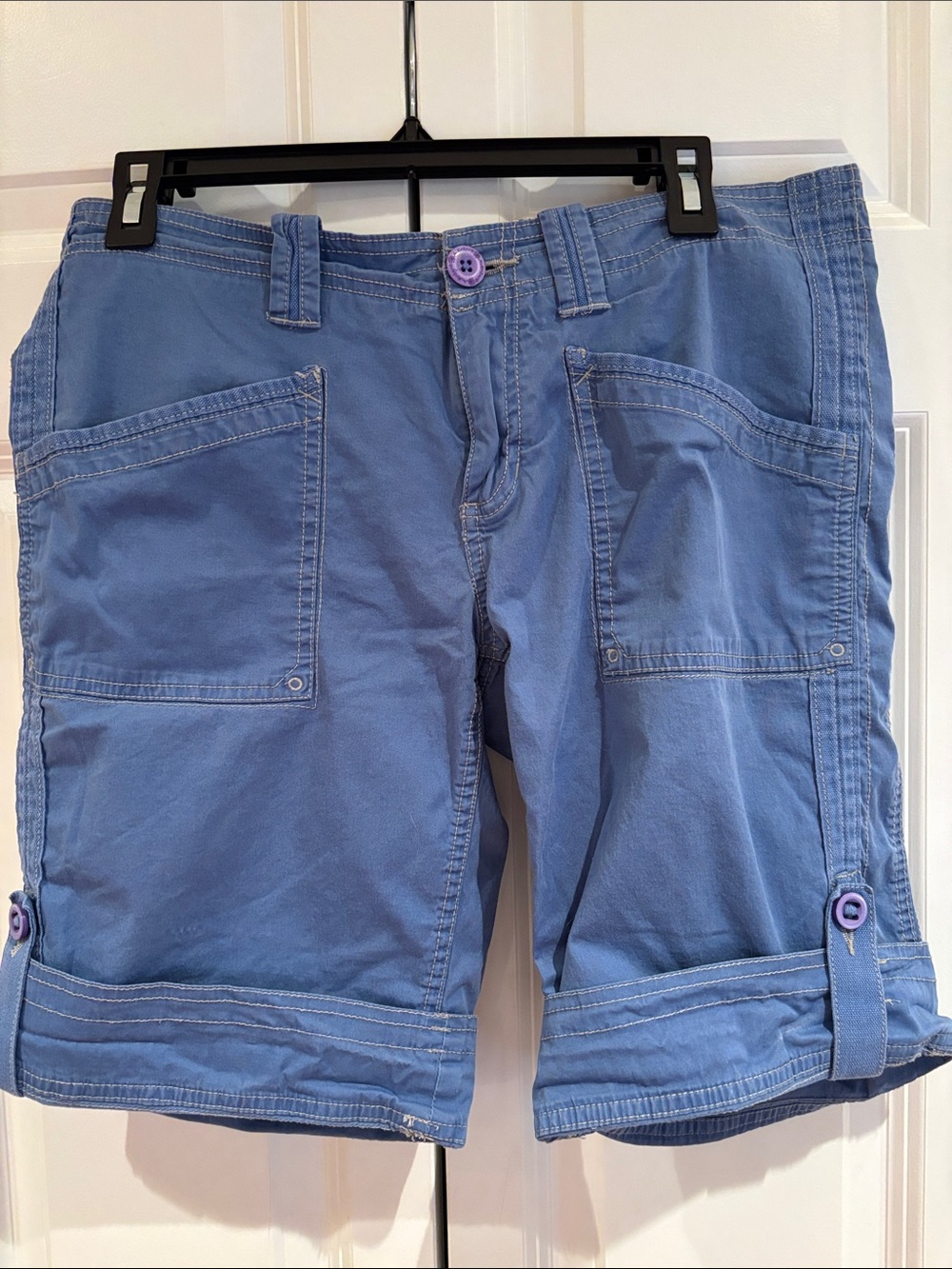 Women’s Blue Utility Roll-Cuff Shorts